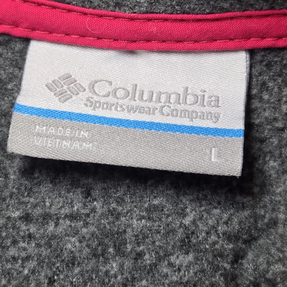 Columbia Fleece Women's Large Pullover 1/4 Snap V Neck Gray Pink